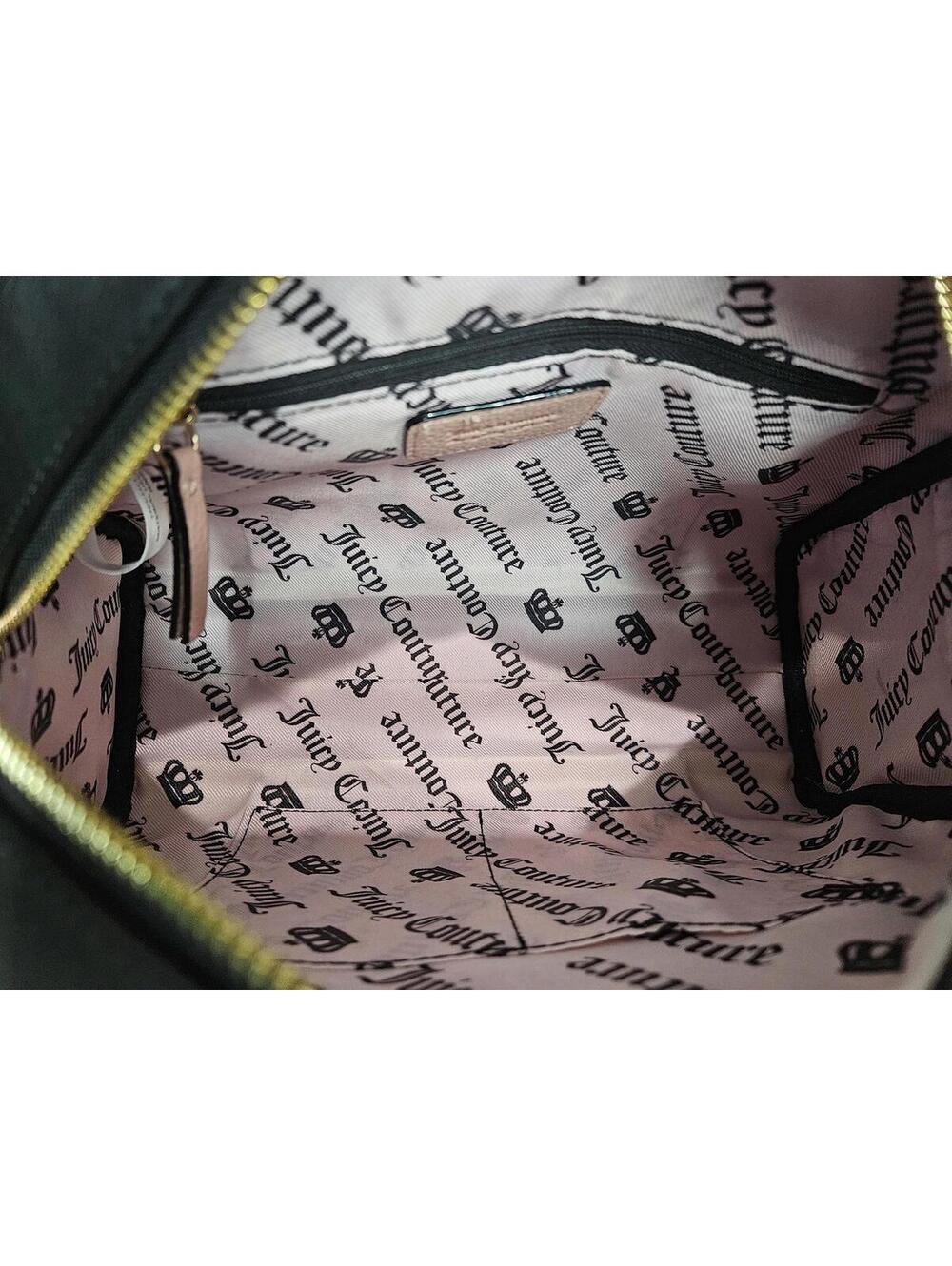 Juicy Couture Black Pink Bowler Bag Crossbody Heart Charm Y2K McBling Style NWT - Picture 5 of 8